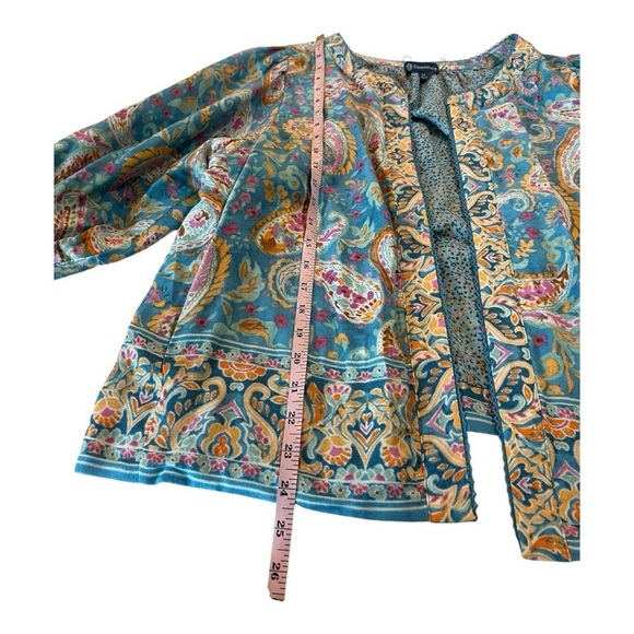 Democracy Plus Size Paisley Print 3/4 Sleeve Reversible Open-Front Jacket NEW - Picture 7 of 16